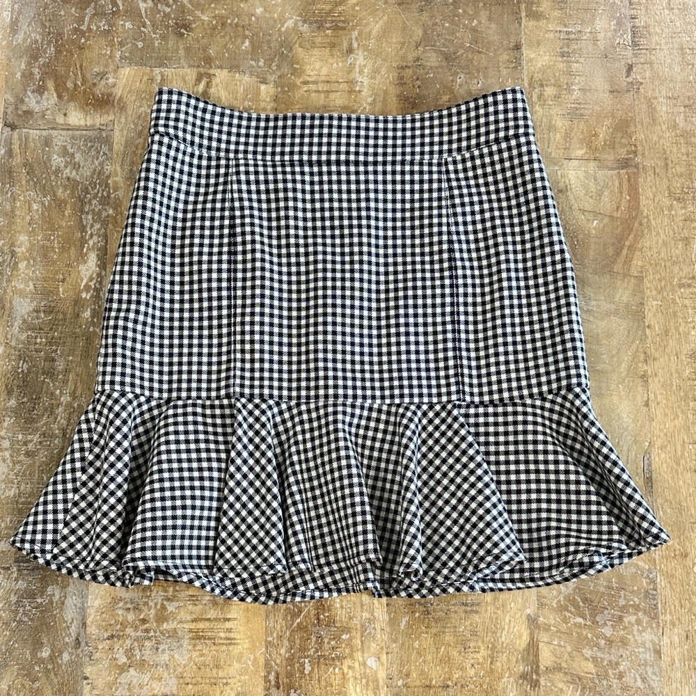Veronica Beard Plaid Black and White Gingham Skirt